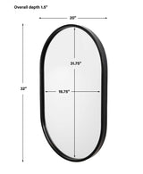 Varina Black Minimalist Oval Mirror