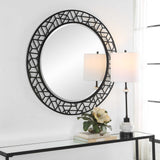 Mosaic Black Metal Round Mirror