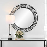 Mosaic Black Metal Round Mirror