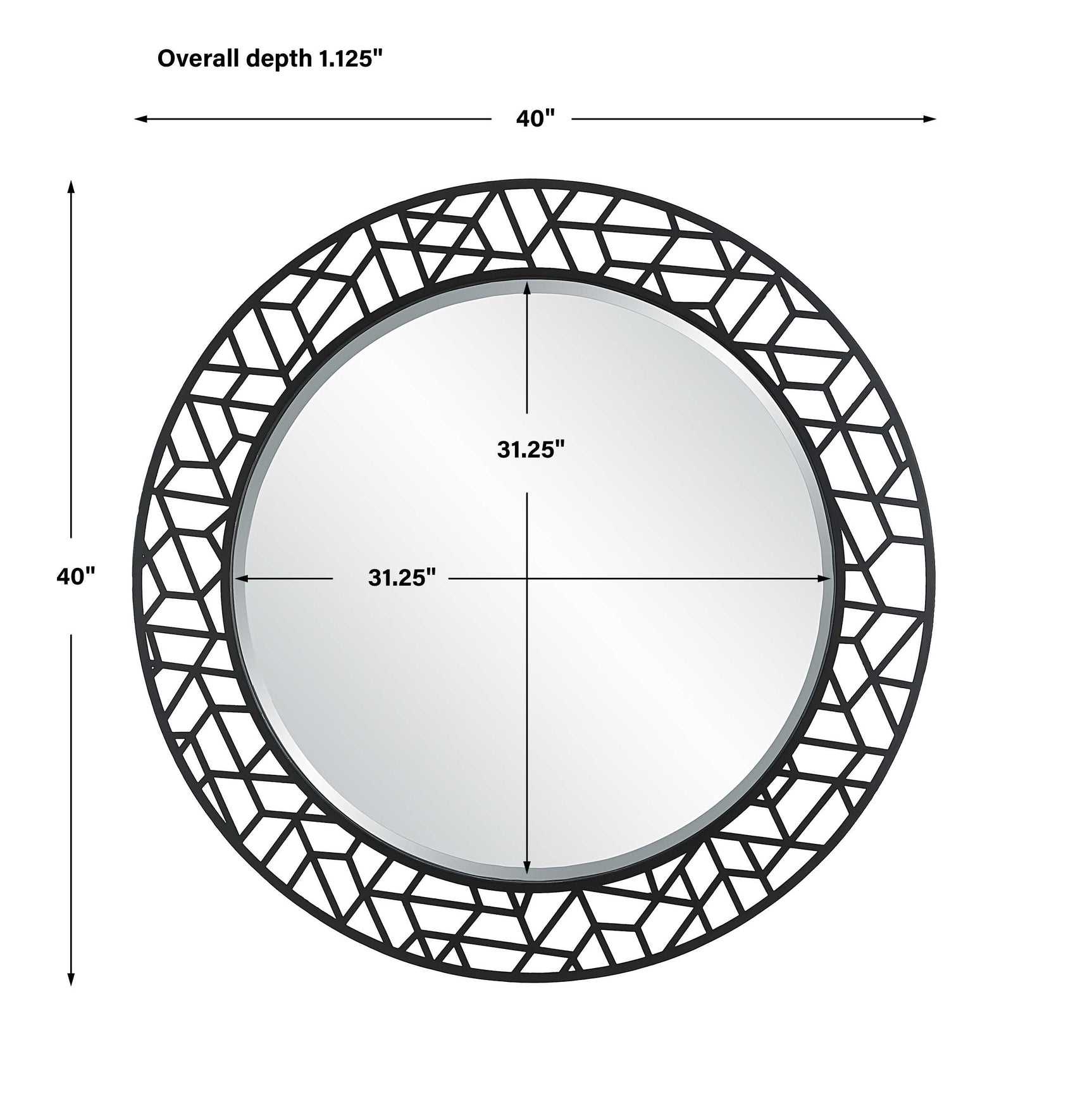 Mosaic Black Metal Round Mirror