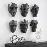Self-Portrait Black/Gray Metallic Wall Decor (Set of 6)