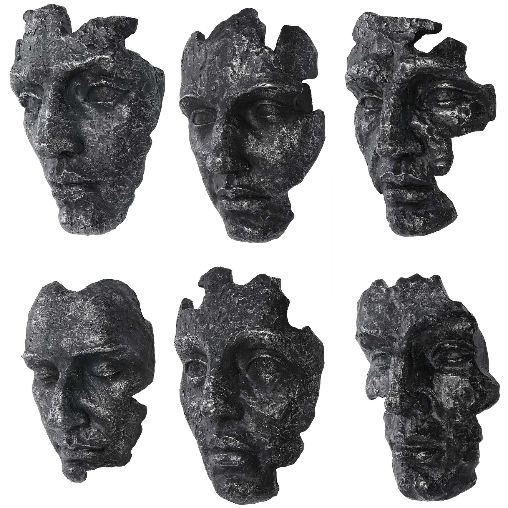 Self-Portrait Black/Gray Metallic Wall Decor (Set of 6)