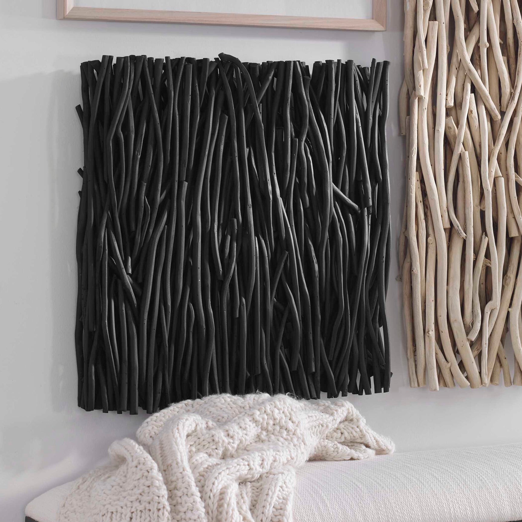 Gathered Teak Black Square Wood Wall Decor