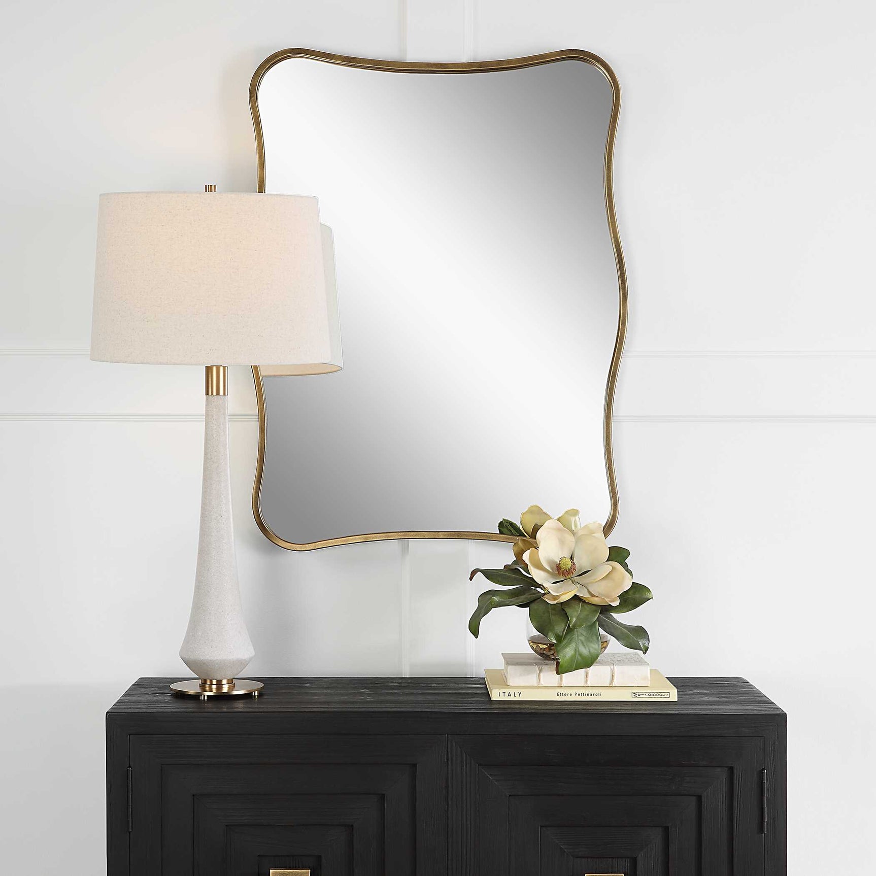 Pavia Gold Curvy Vanity Mirror