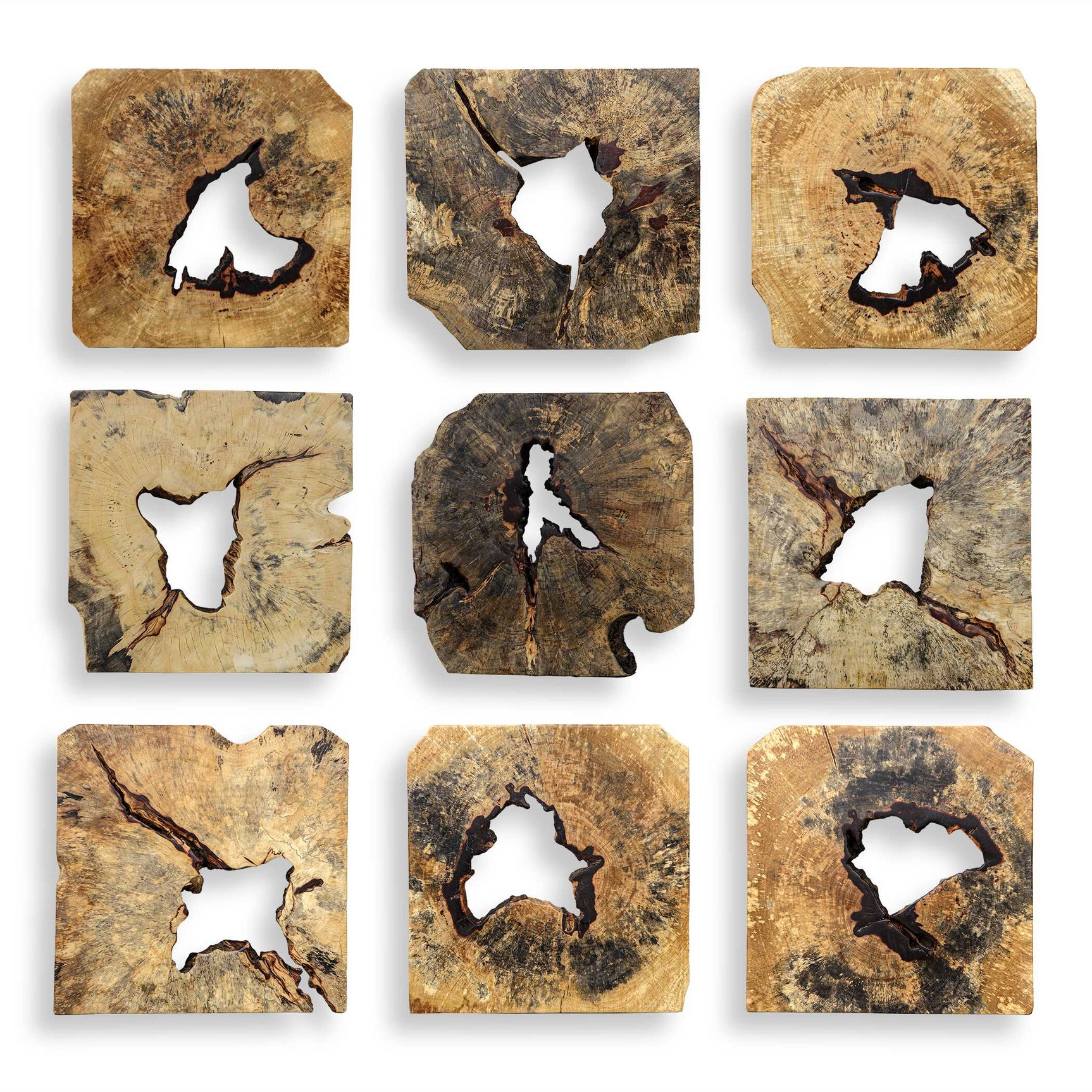 Bahati Woodtone Natural Wood Wall Décor In (Set of 9)