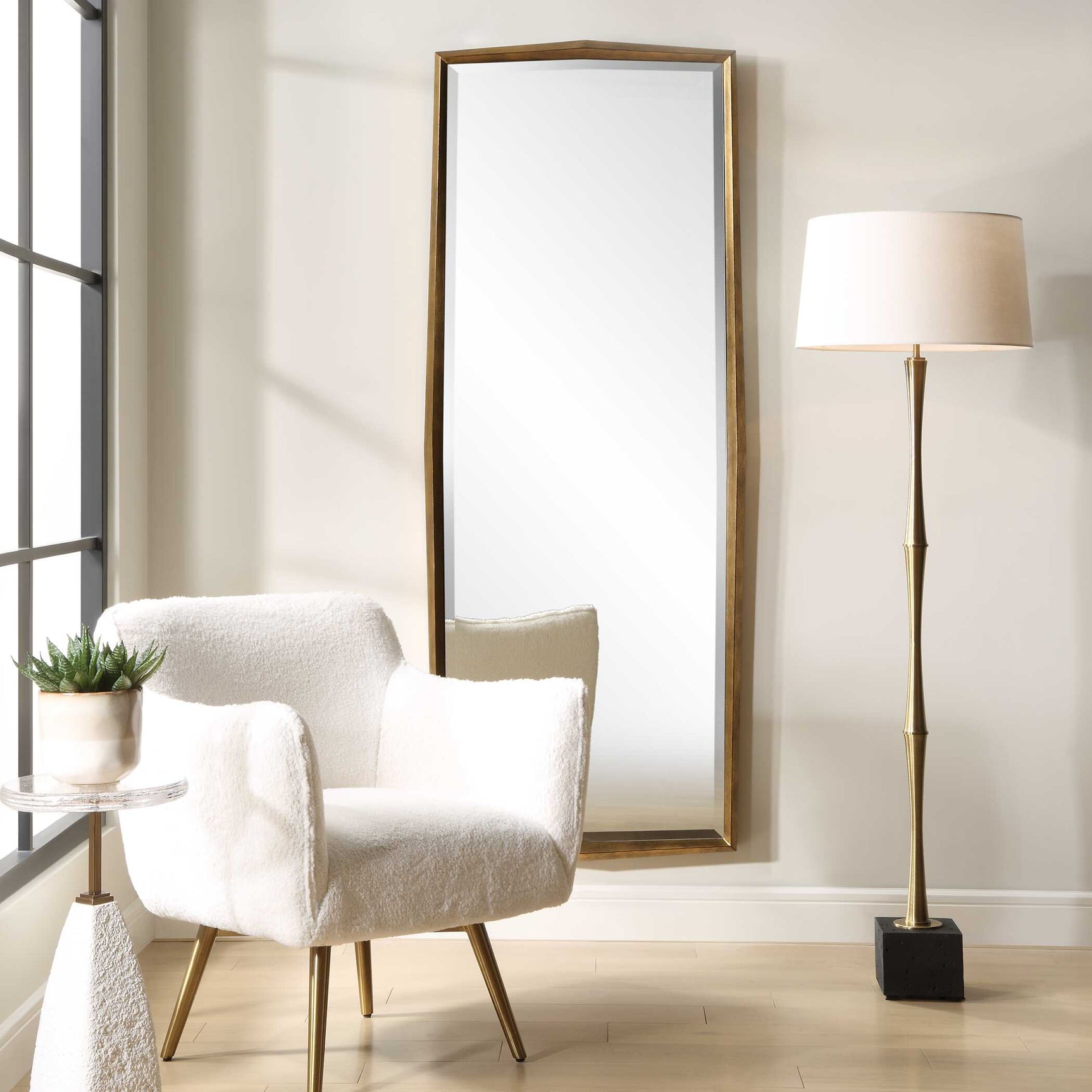 On Point Gold Wood Dressing Mirror