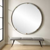 Grand Pendulum Black/Gold Round Mirror