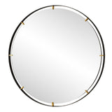 Grand Pendulum Black/Gold Round Mirror