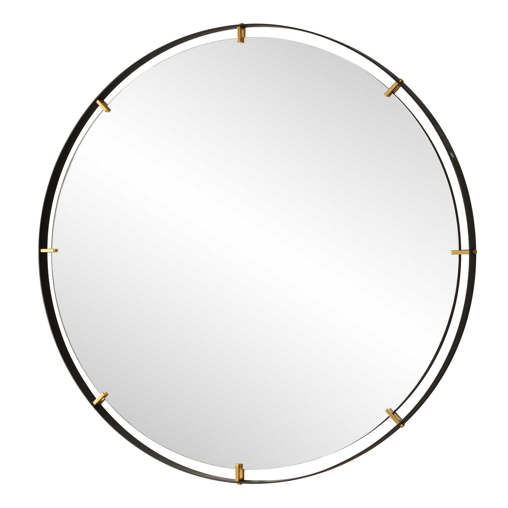 Grand Pendulum Black/Gold Round Mirror