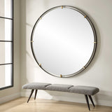 Grand Pendulum Black/Gold Round Mirror