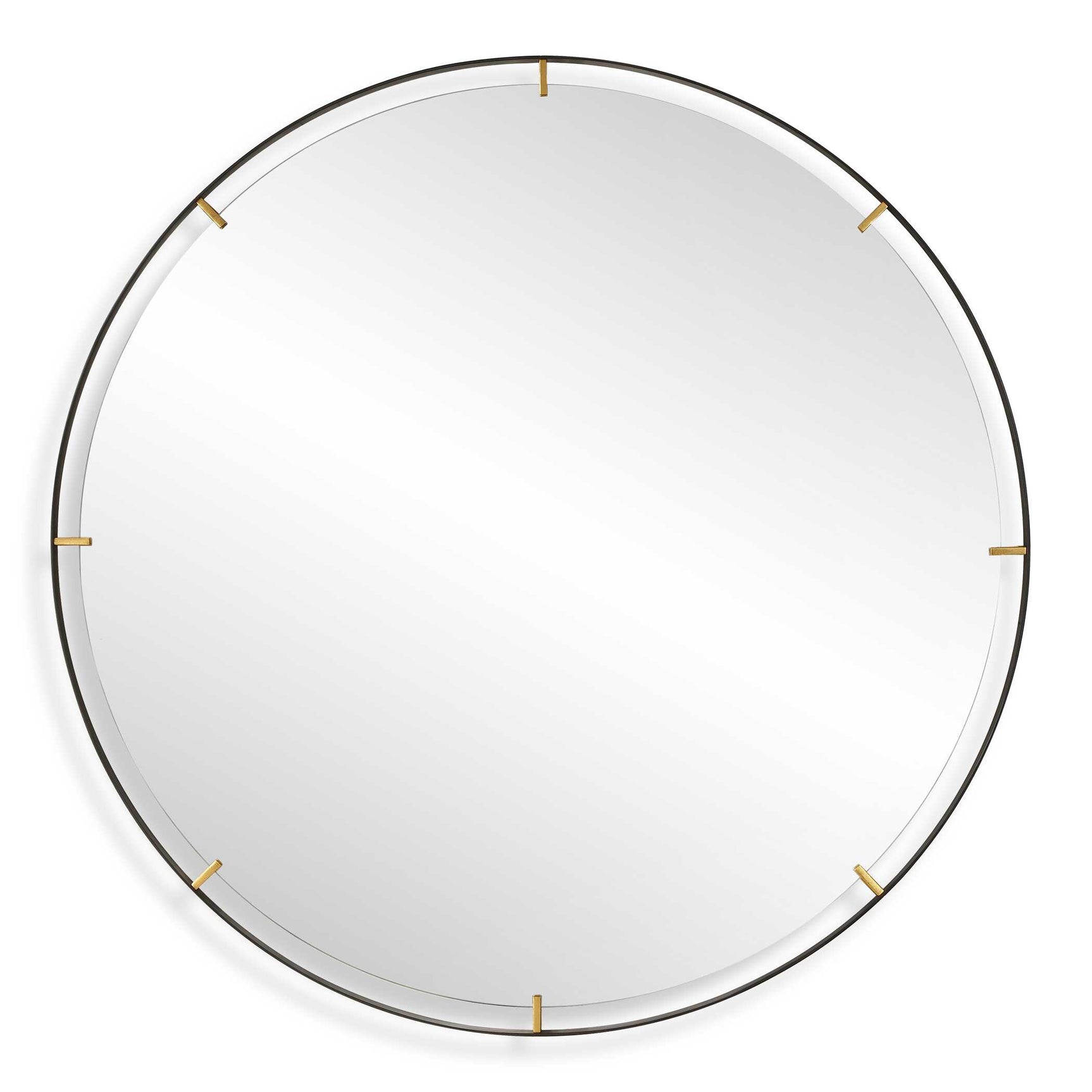 Grand Pendulum Black/Gold Round Mirror