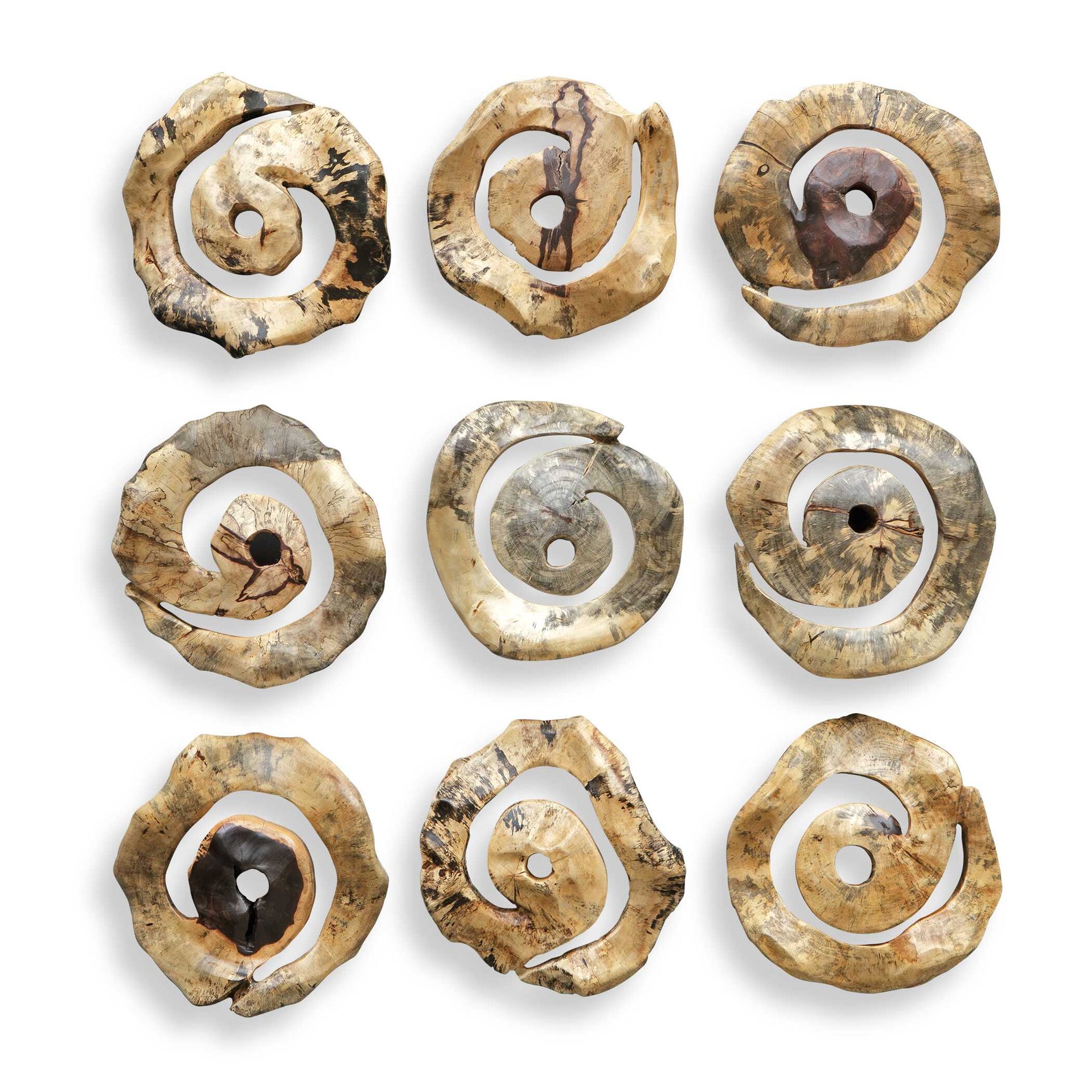 Corkscrew Woodtone Wood Wall Decor (Set of 9)