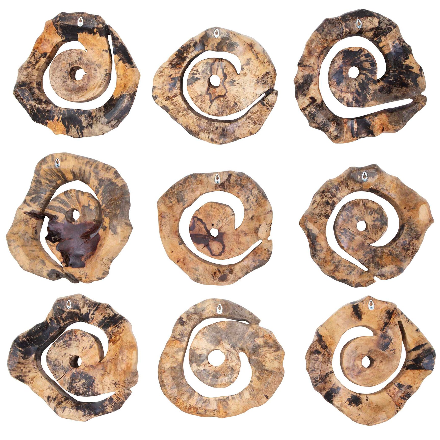 Corkscrew Woodtone Wood Wall Decor (Set of 9)