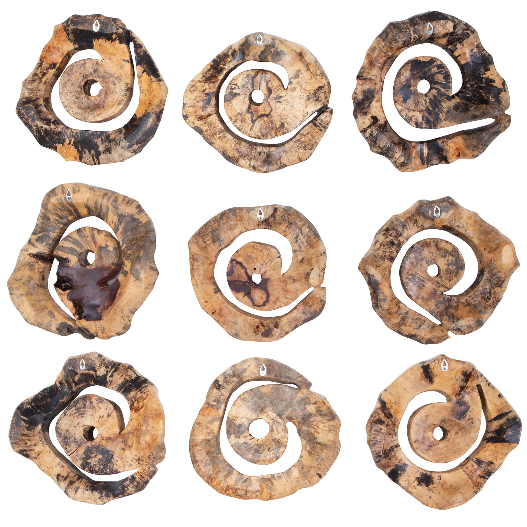 Corkscrew Woodtone Wood Wall Decor (Set of 9)