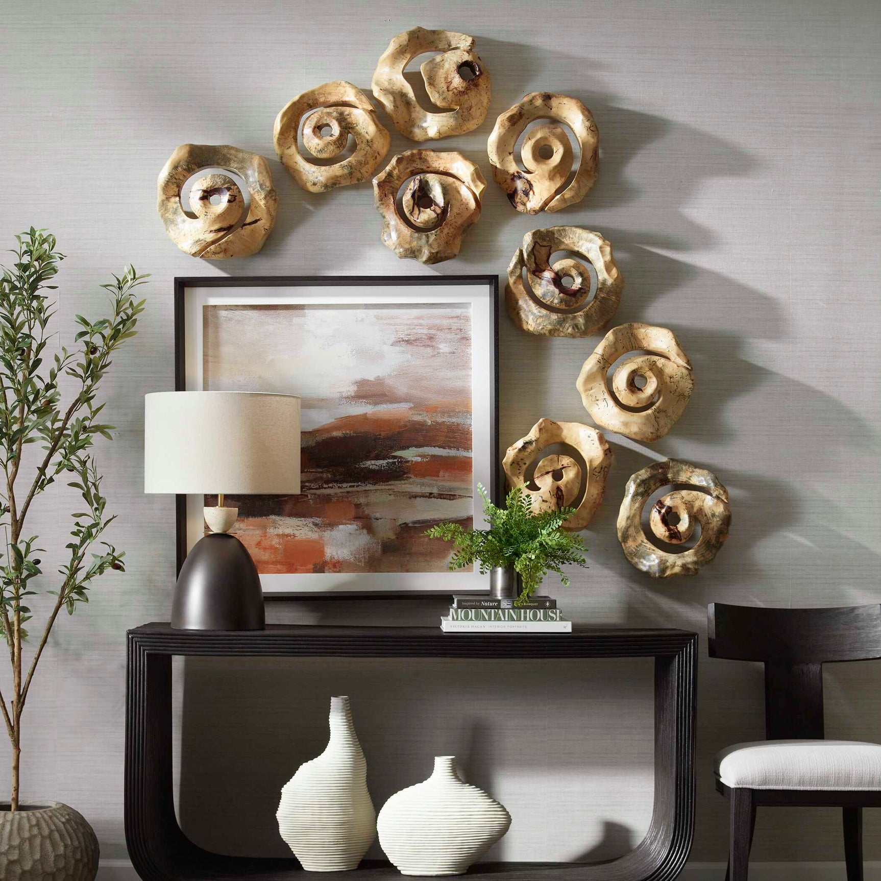 Corkscrew Woodtone Wood Wall Decor (Set of 9)
