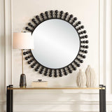 Aziel Black Round Mirror
