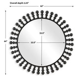 Aziel Black Round Mirror