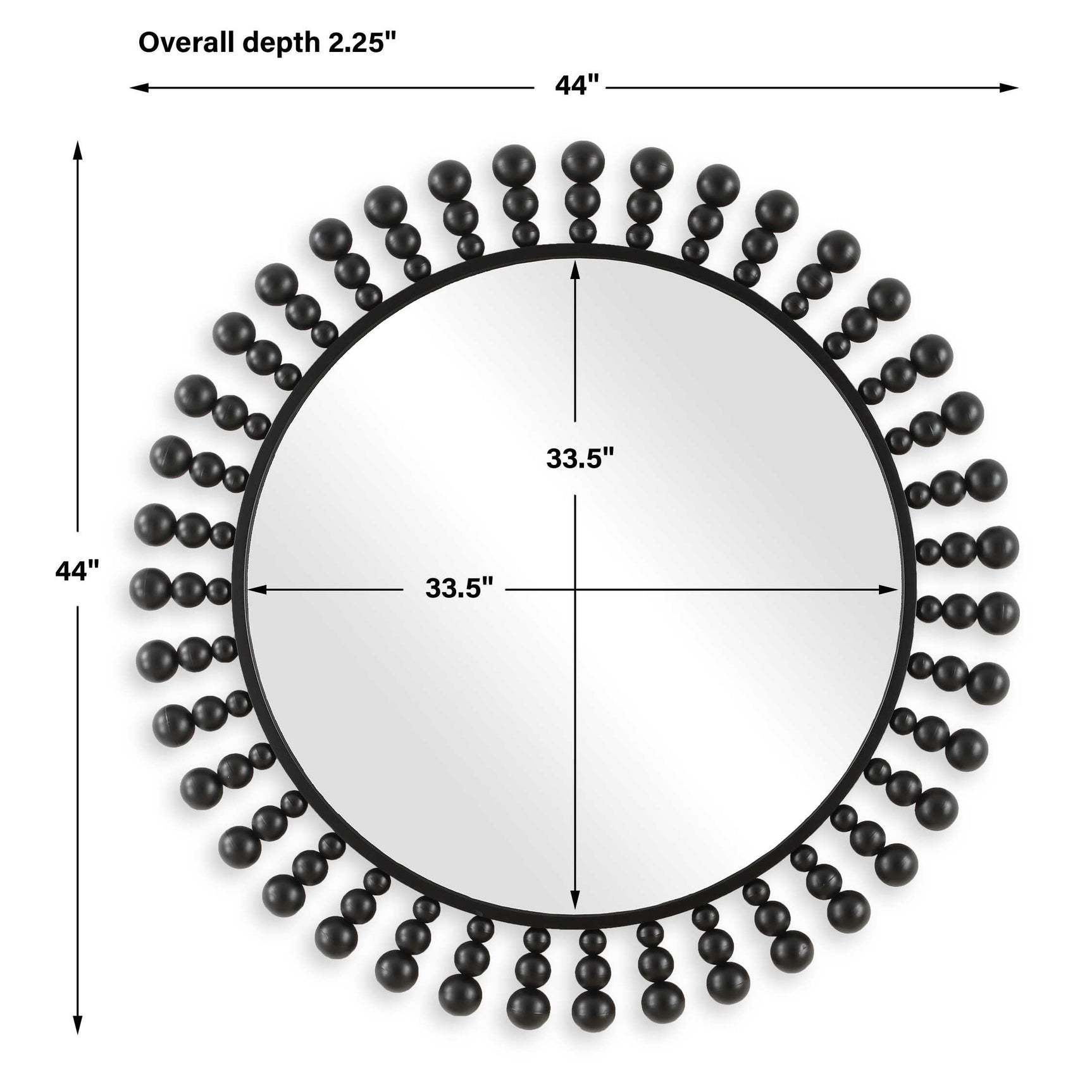 Aziel Black Round Mirror