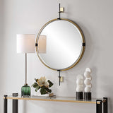 Guardrail Black/Brass Round Mirror