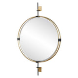 Guardrail Black/Brass Round Mirror