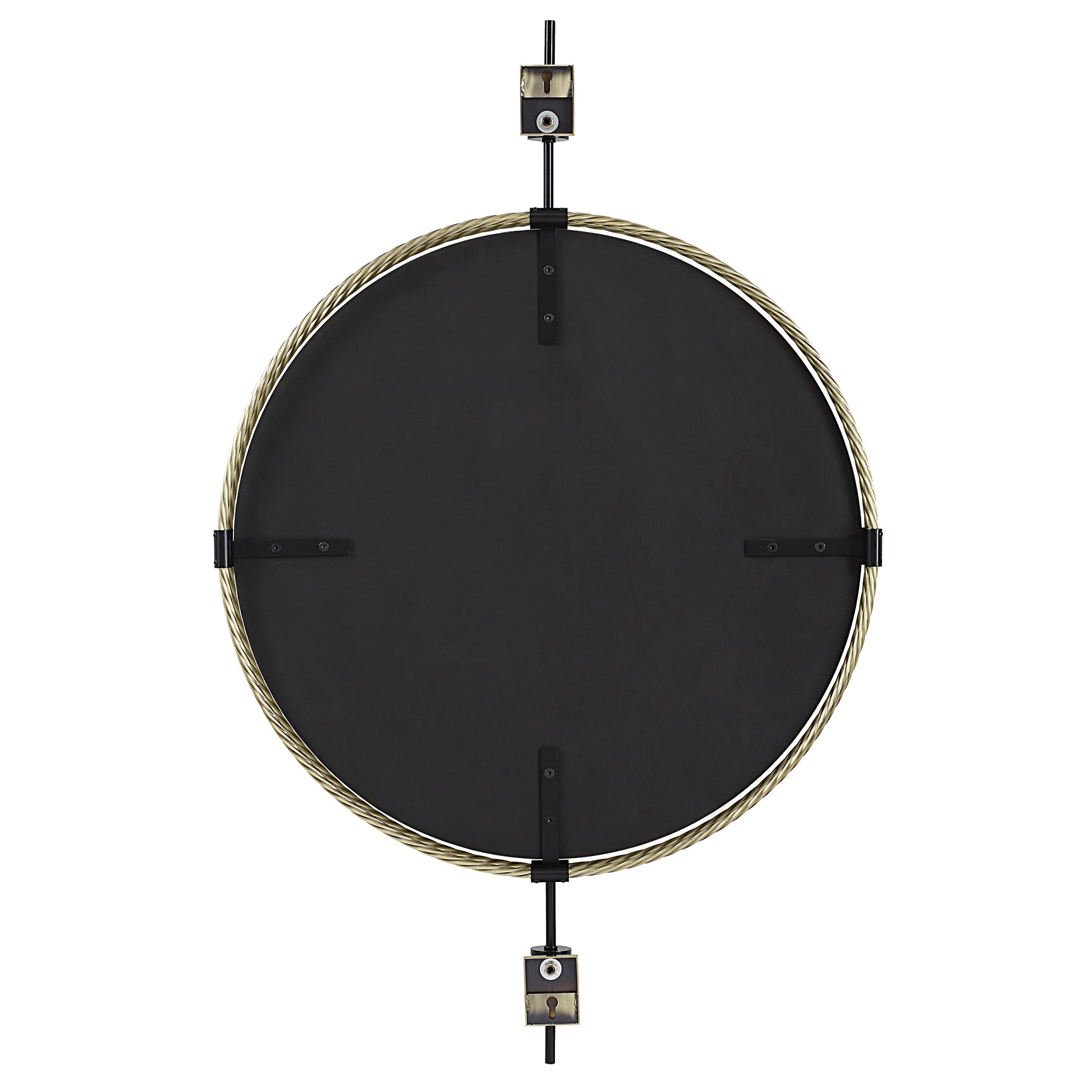 Guardrail Black/Brass Round Mirror