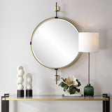 Guardrail Black/Brass Round Mirror