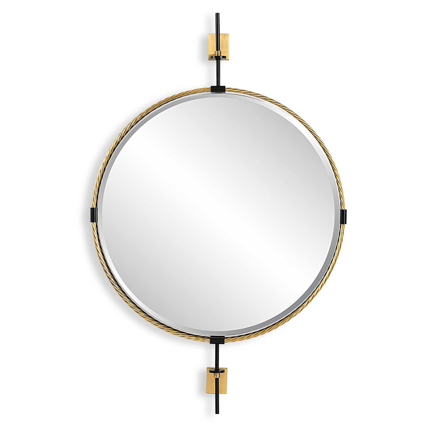 Guardrail Black/Brass Round Mirror