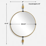 Guardrail Black/Brass Round Mirror