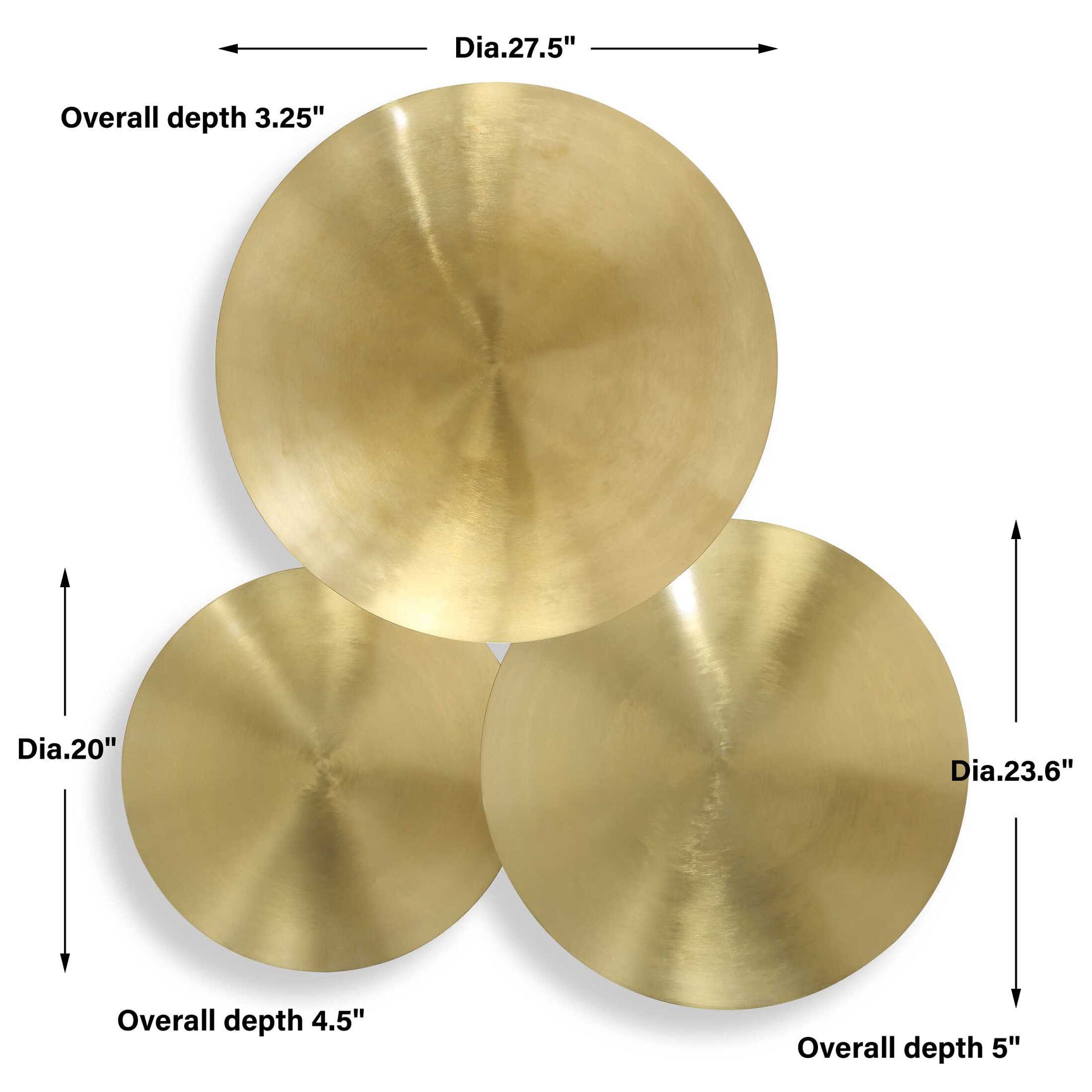 Cymbalic Brass Round Wall Art (Set of 3)