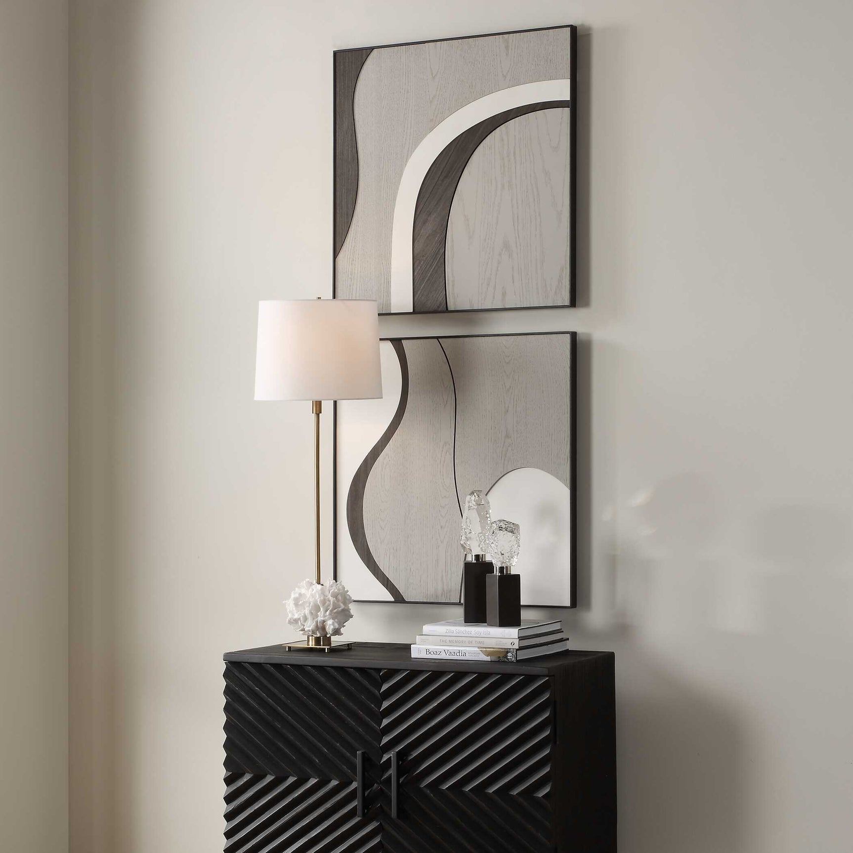 Joel Brown/Gray Modern Wood Wall Art (Set of 2)
