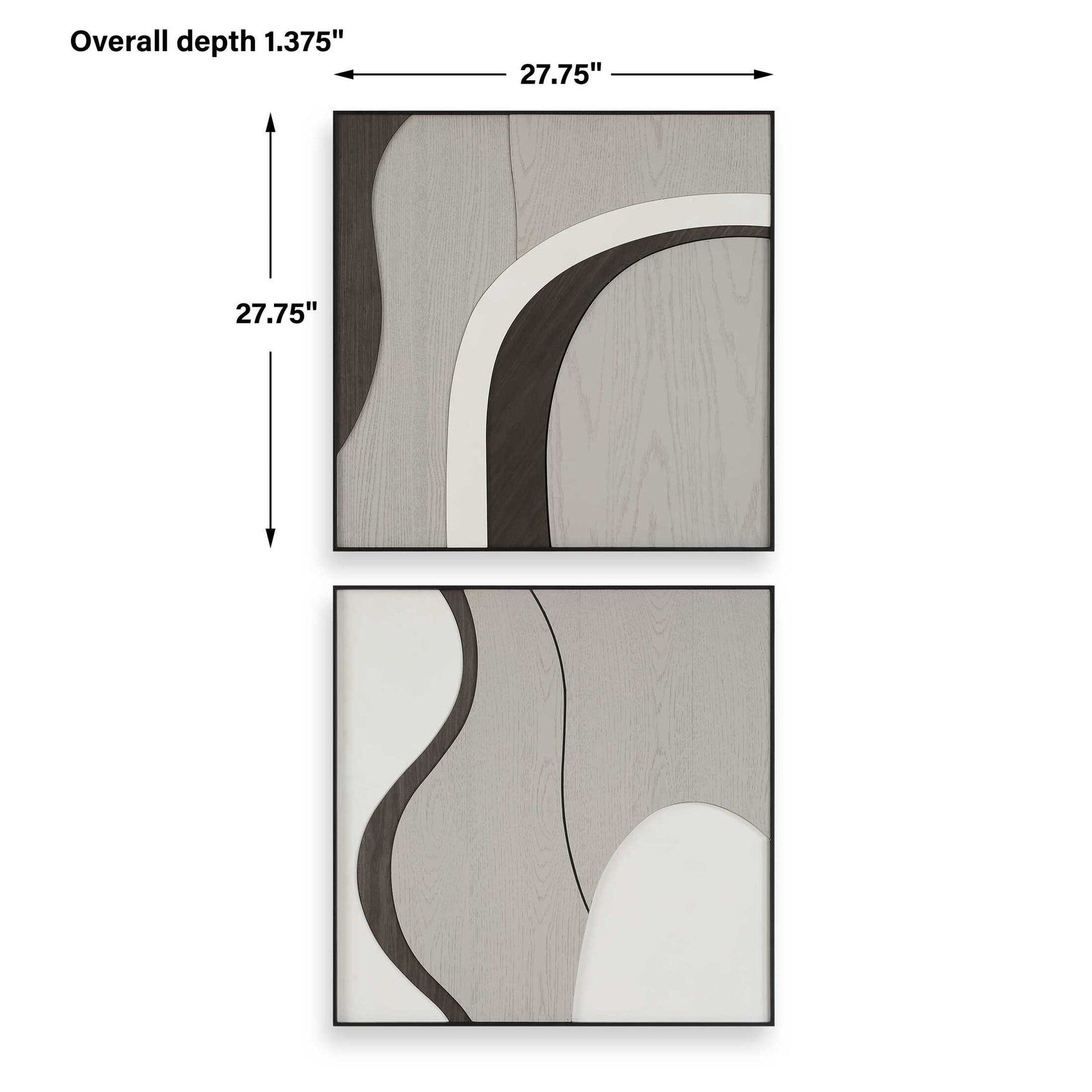 Joel Brown/Gray Modern Wood Wall Art (Set of 2)
