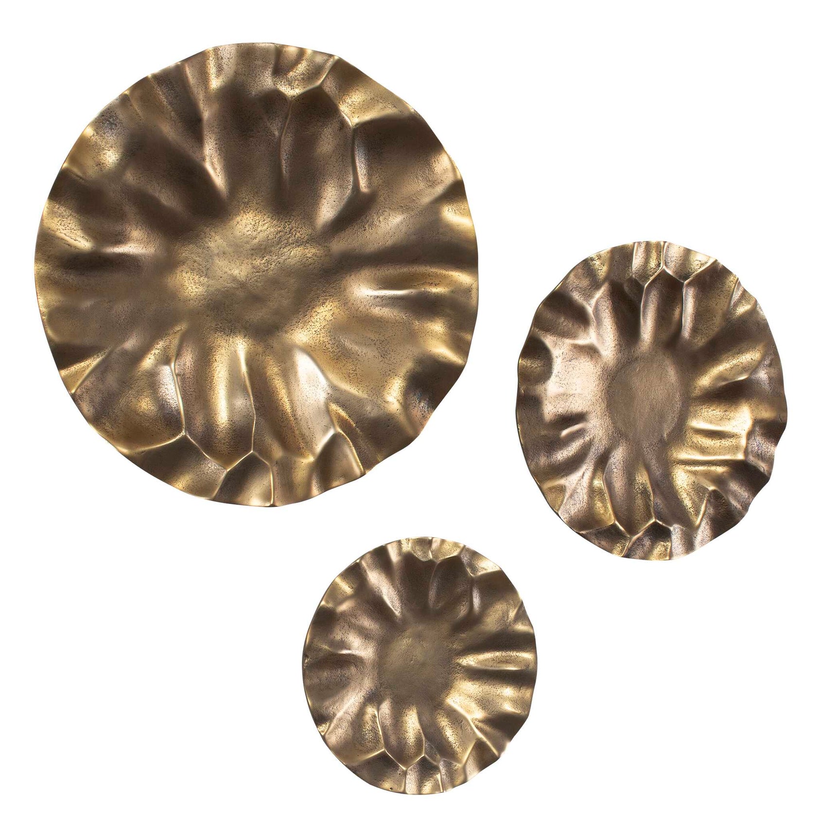 Peonia Gold Outdoor Wall Art (Set of 3)