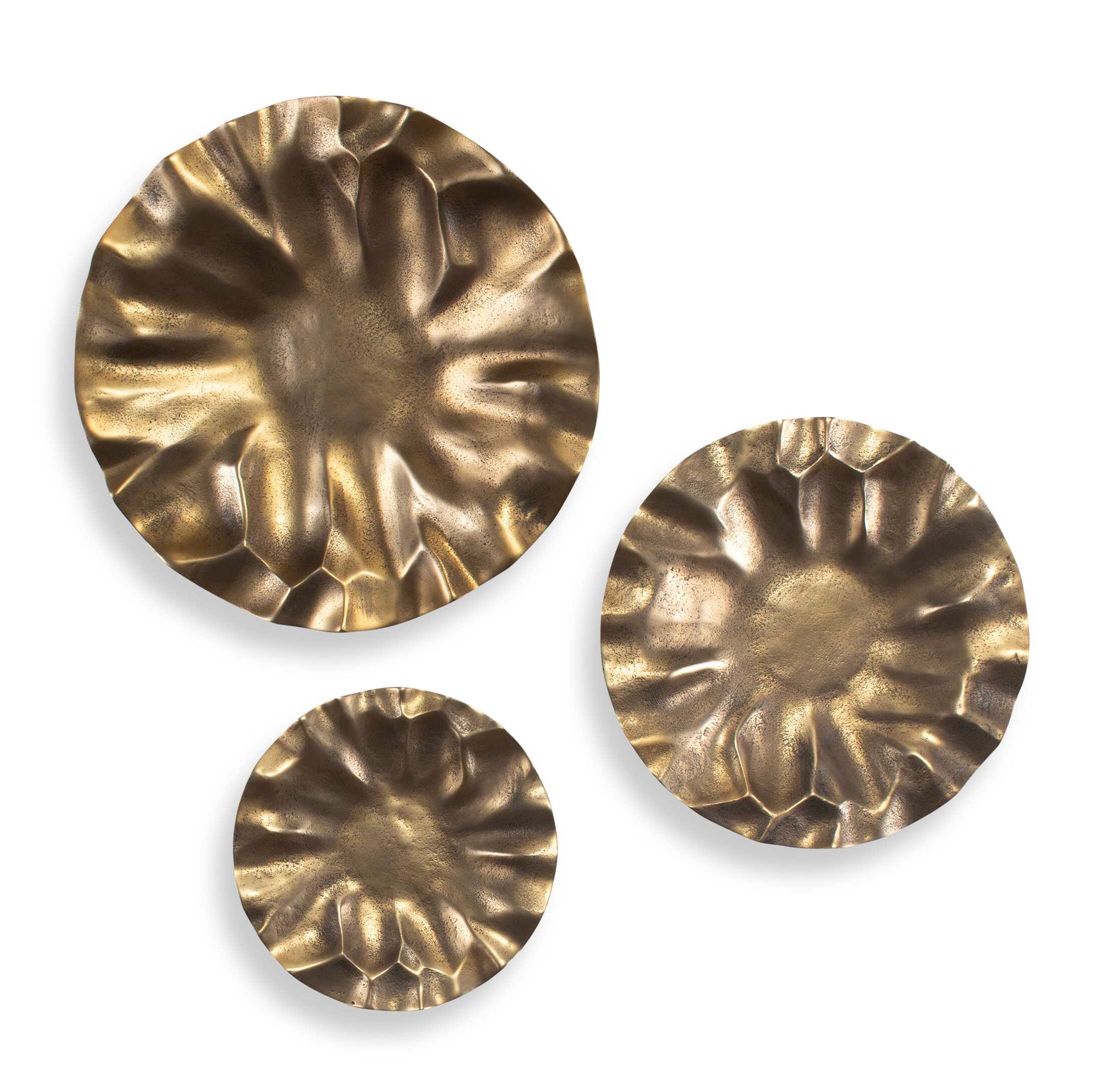 Peonia Gold Outdoor Wall Art (Set of 3)