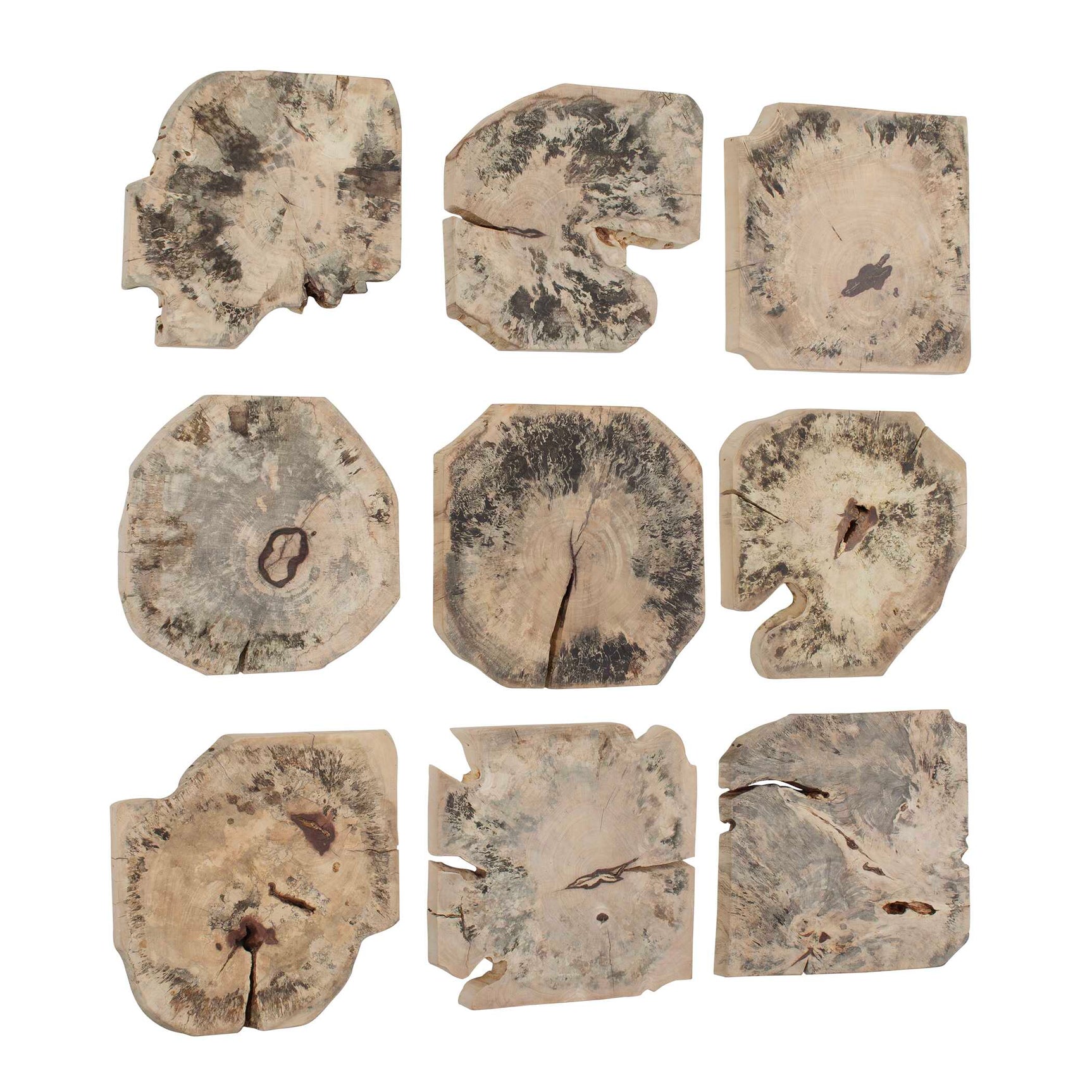 Bahati Brown Wood Bleached Wall Decor (Set of 9)