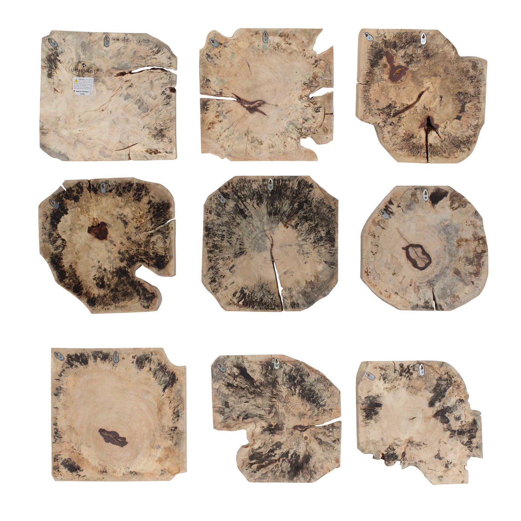 Bahati Brown Wood Bleached Wall Decor (Set of 9)