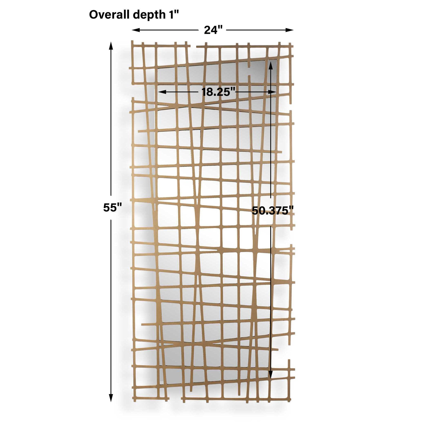 Golden Intersection Brass Mirrored Wall Decor