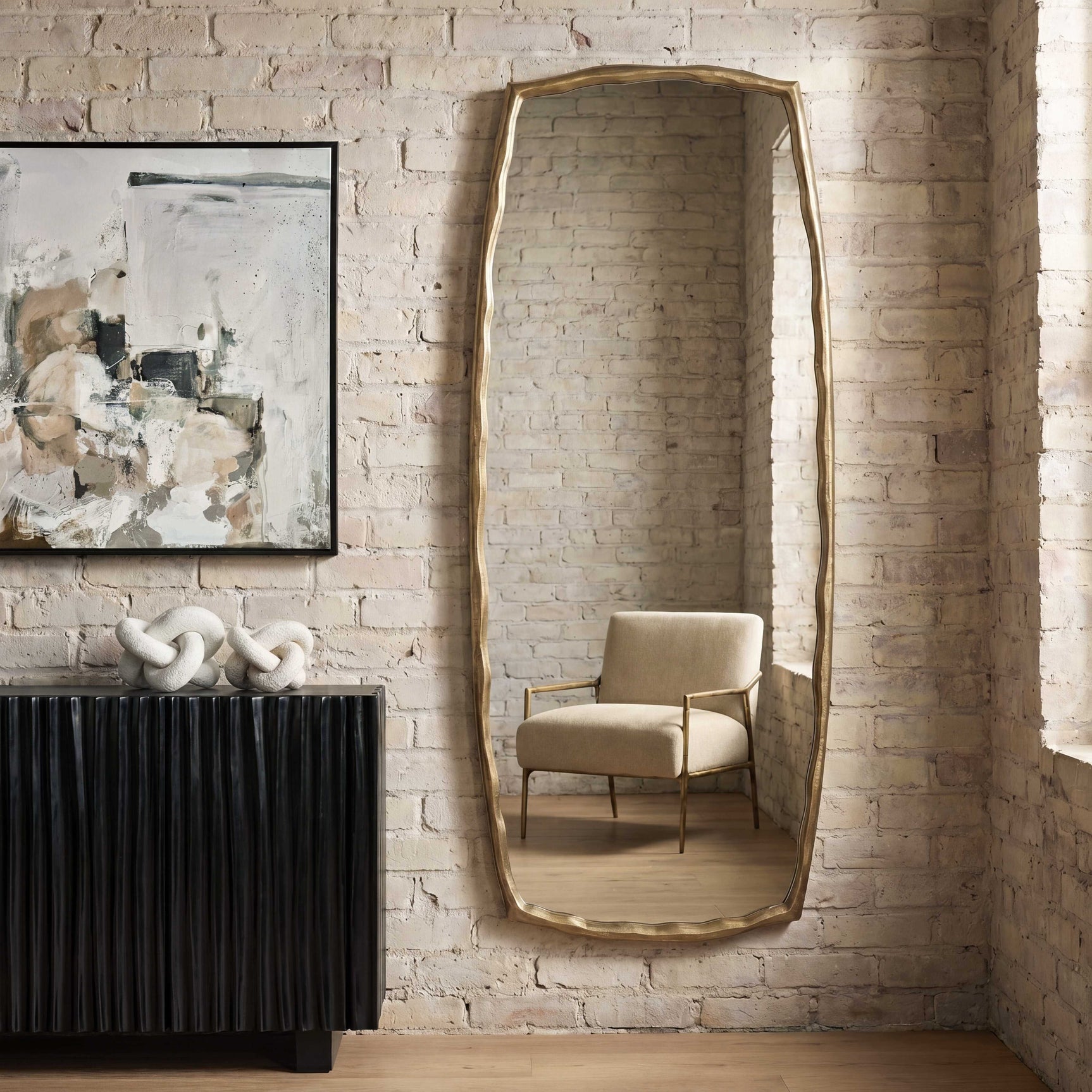 Adair Antique Brass Tall Mirror
