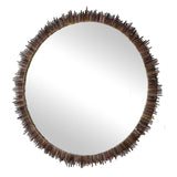 Tiger Sea Urchin Brown/Green/White Round Mirror