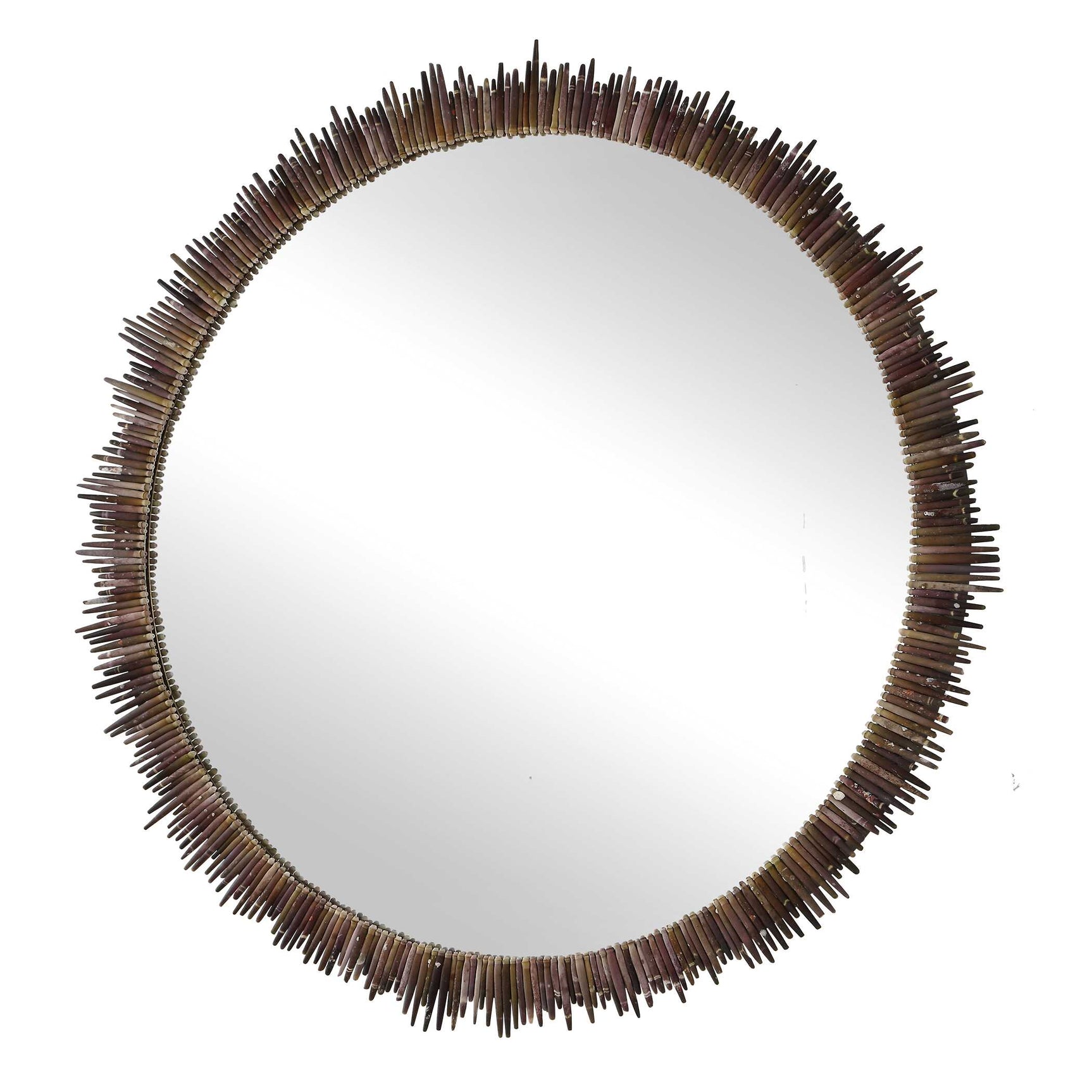 Tiger Sea Urchin Brown/Green/White Round Mirror