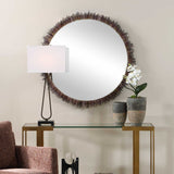 Tiger Sea Urchin Brown/Green/White Round Mirror