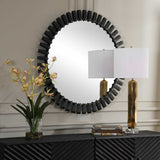 Jael Black Round Iron Bands Mirror