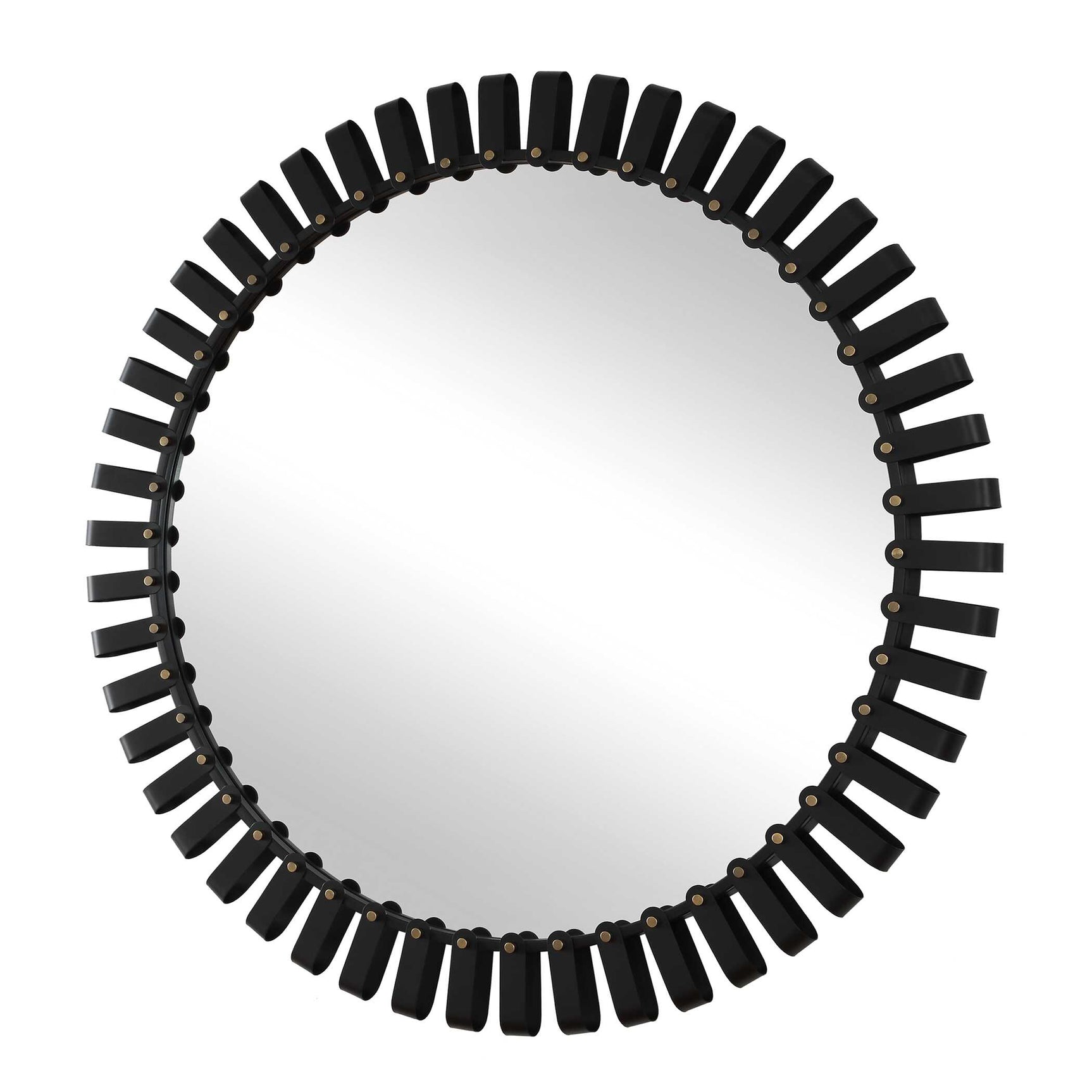 Jael Black Round Iron Bands Mirror