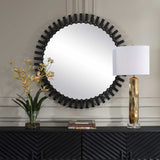 Jael Black Round Iron Bands Mirror