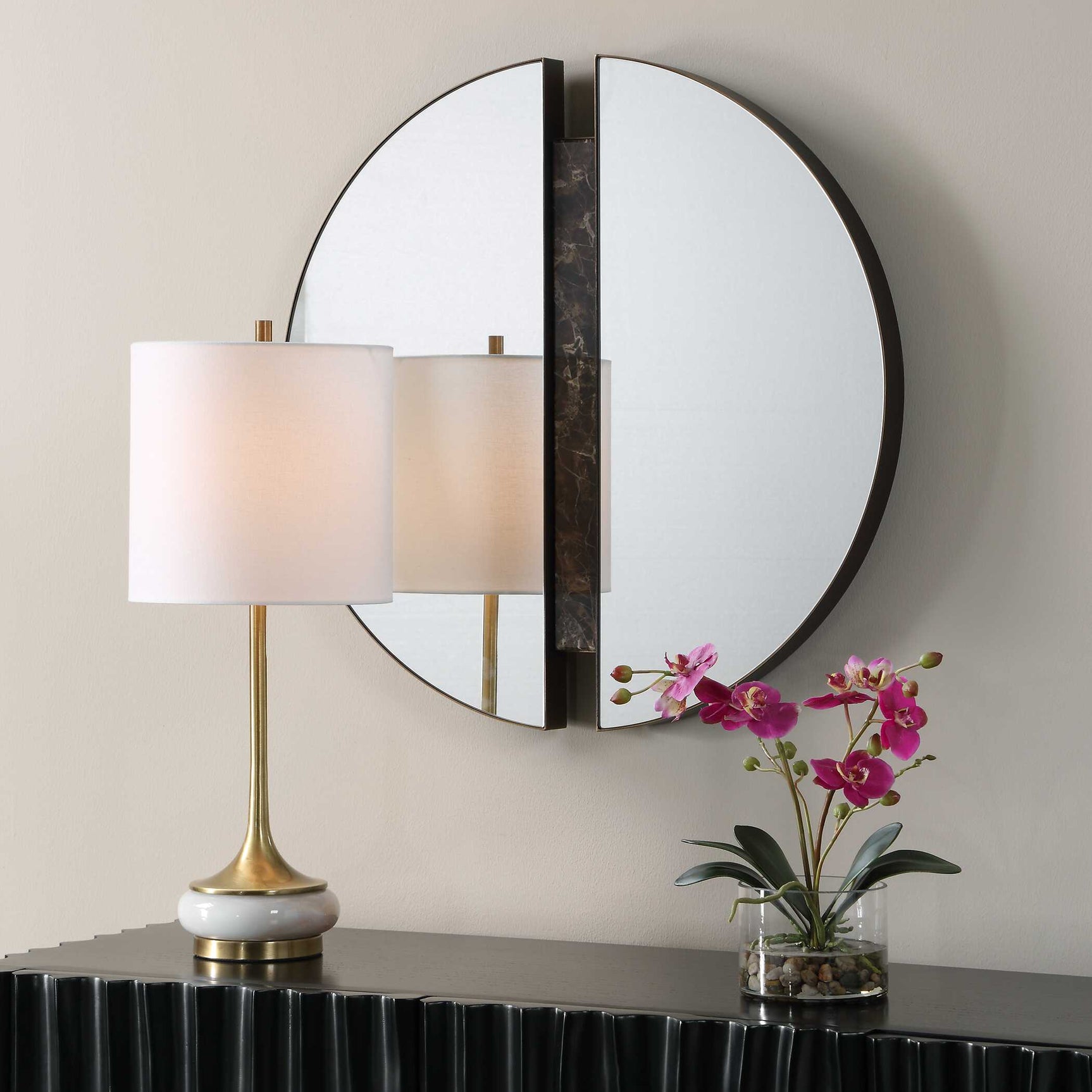 Hanover Bronze/Brown Divided Round Mirror