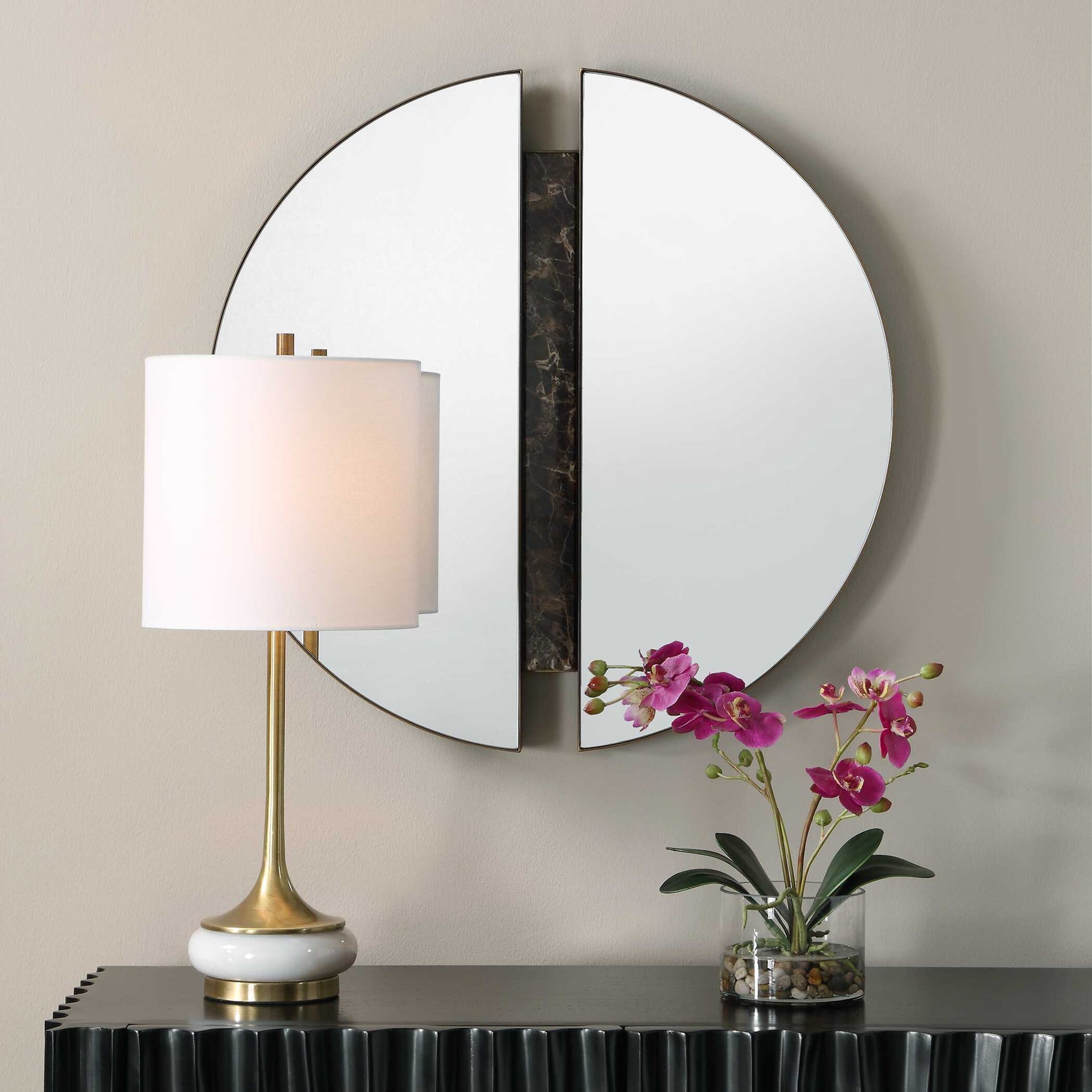 Hanover Bronze/Brown Divided Round Mirror