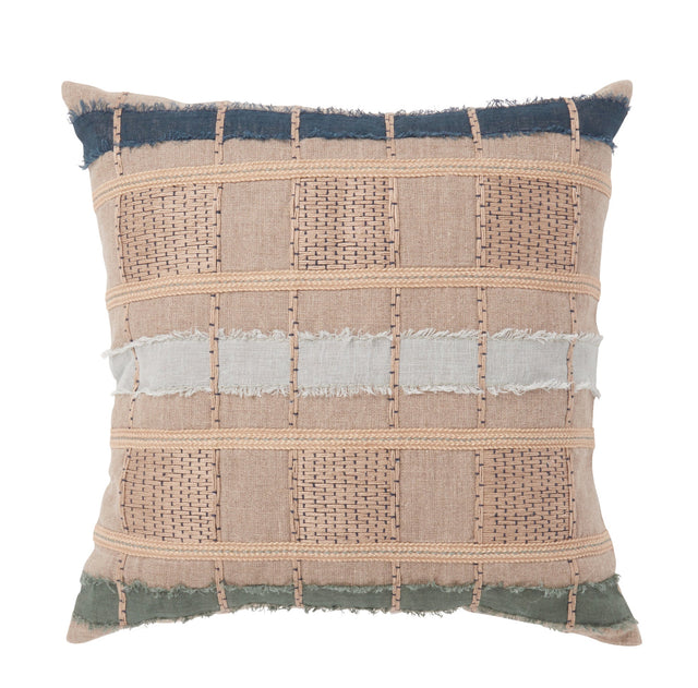 ML Stratton Natural/Blue Multi Multiple Sizes Throw Pillow (Set of 2) - Ornate Home