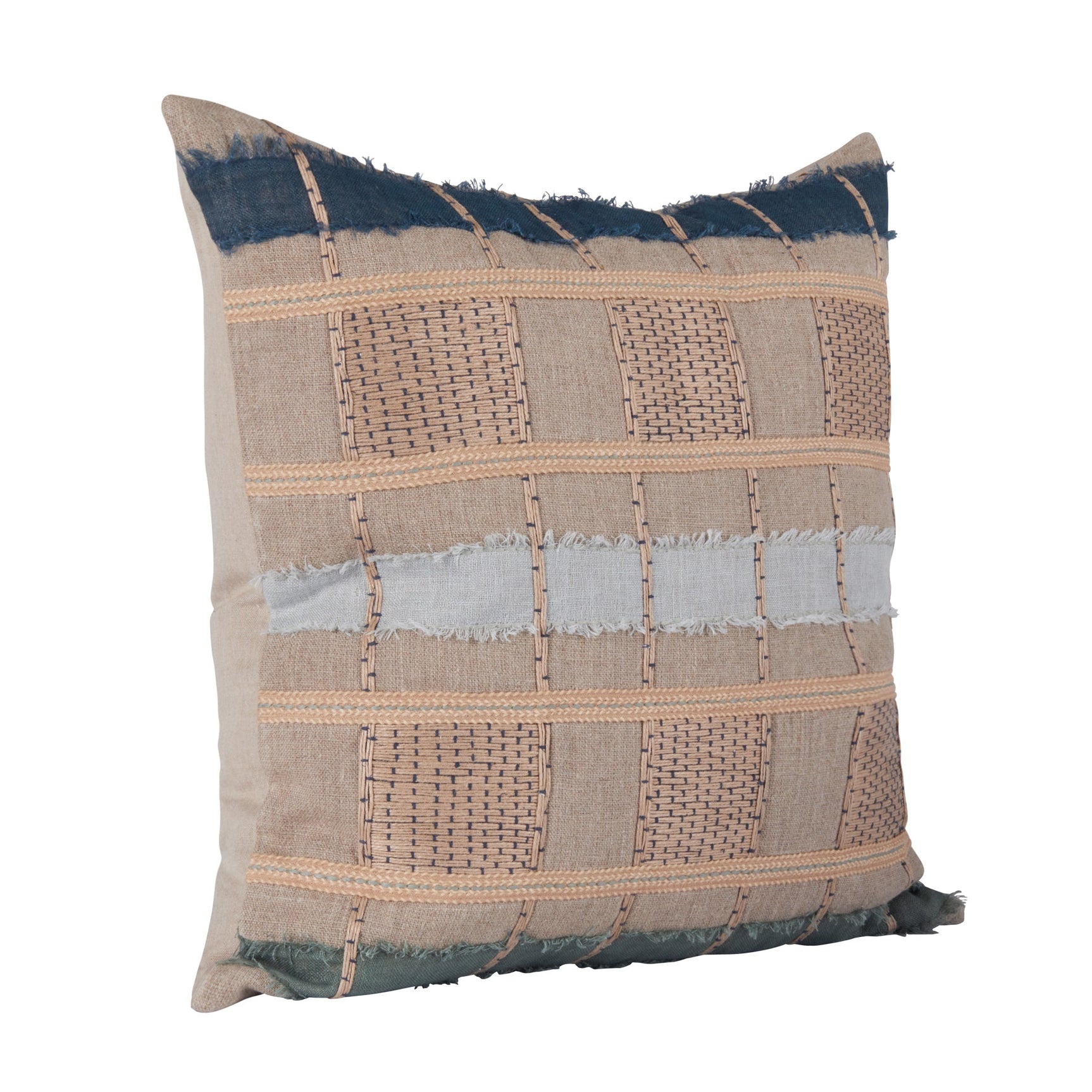 ML Stratton Natural/Blue Multi Multiple Sizes Throw Pillow (Set of 2) - Ornate Home