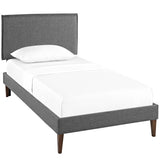 Amaris Gray Fabric Twin Platform Bed with Squared Tapered Legs