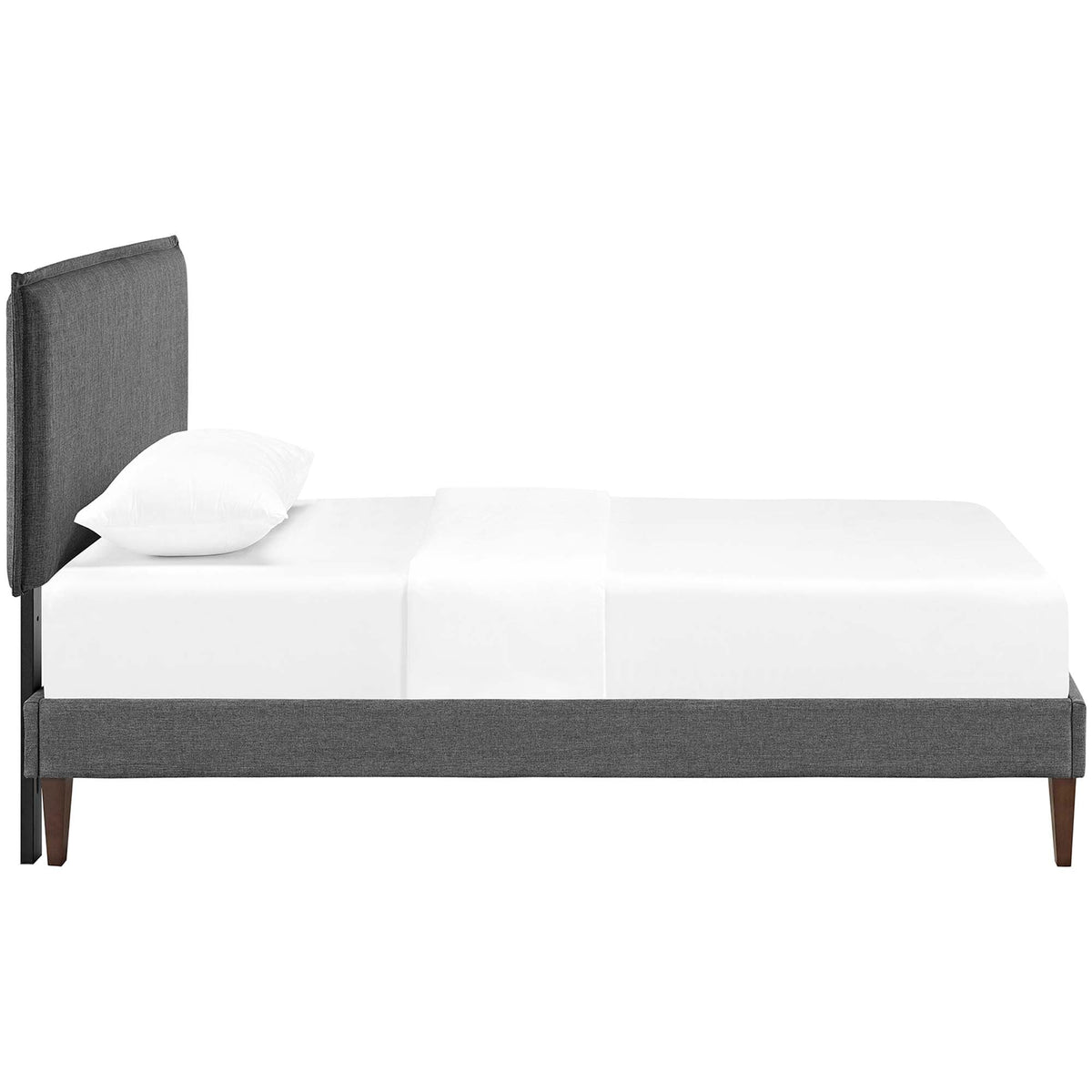 Amaris Gray Fabric Twin Platform Bed with Squared Tapered Legs