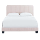 Celine Pink Channel Tufted Performance Velvet Queen Platform Bed